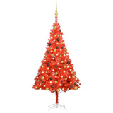 Artificial Pre-lit Christmas Tree with Ball Set Red 150 cm PVC