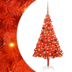 Artificial Pre-lit Christmas Tree with Ball Set Red 150 cm PVC