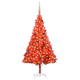 Artificial Pre-lit Christmas Tree with Ball Set Red 210 cm PVC