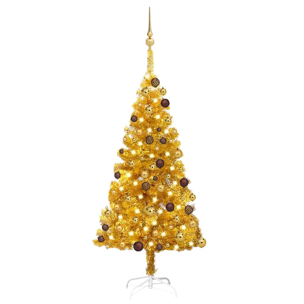 Artificial Pre-lit Christmas Tree with Ball Set Gold 120 cm PET