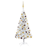 Artificial Pre-lit Christmas Tree with Ball Set Silver 120 cm PET