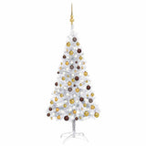 Artificial Pre-lit Christmas Tree with Ball Set Silver 150 cm PET