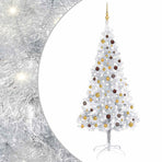 Artificial Pre-lit Christmas Tree with Ball Set Silver 150 cm PET