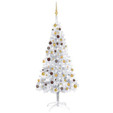 Artificial Pre-lit Christmas Tree with Ball Set Silver 180 cm PET