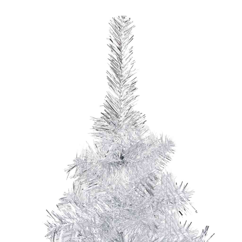 Artificial Pre-lit Christmas Tree with Ball Set Silver 180 cm PET