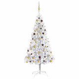 Artificial Pre-lit Christmas Tree with Ball Set Silver 210 cm PET