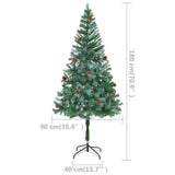 Artificial Pre-lit Christmas Tree with Ball Set&Pinecones 180 cm