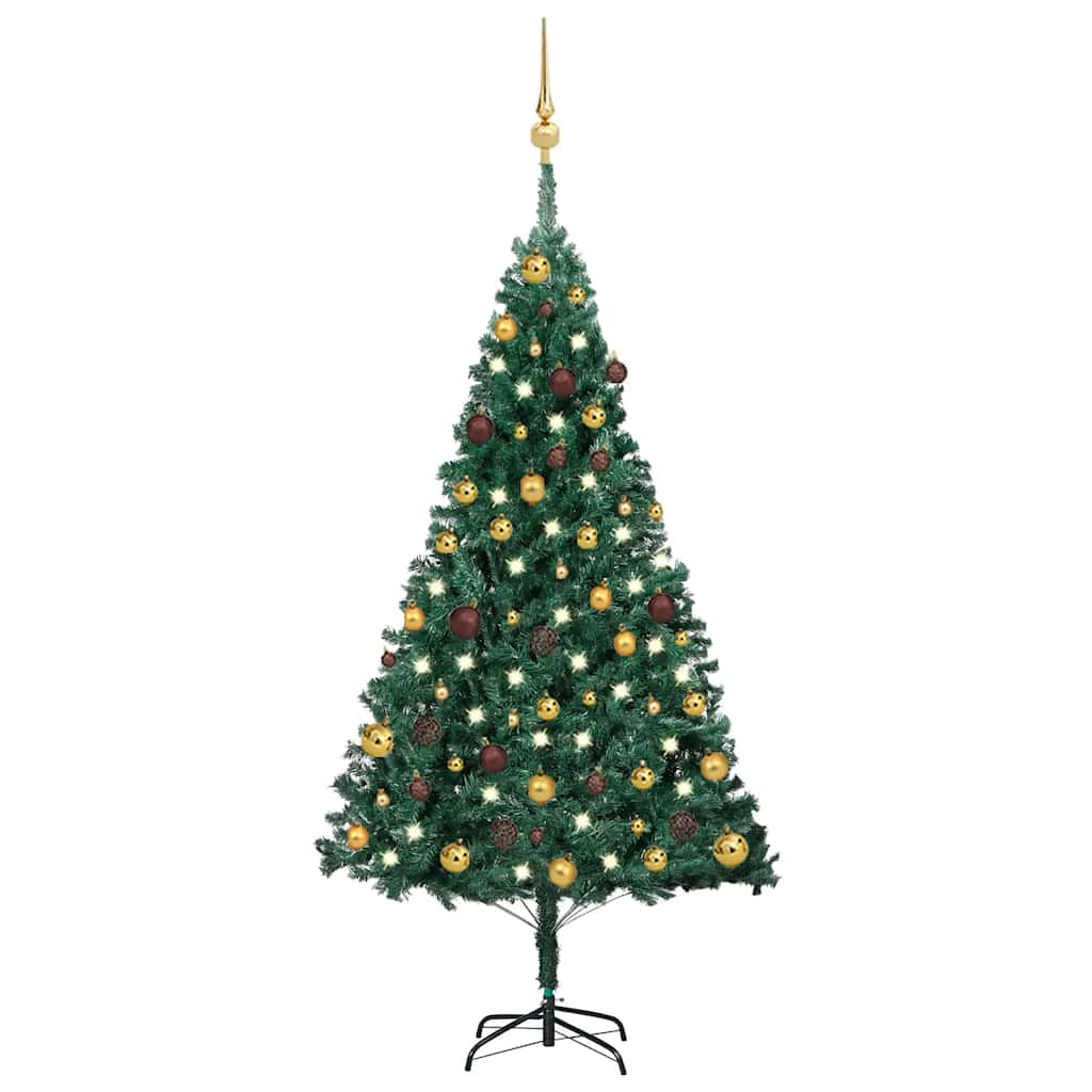 Artificial Pre-lit Christmas Tree with Ball Set Green 150 cm PVC