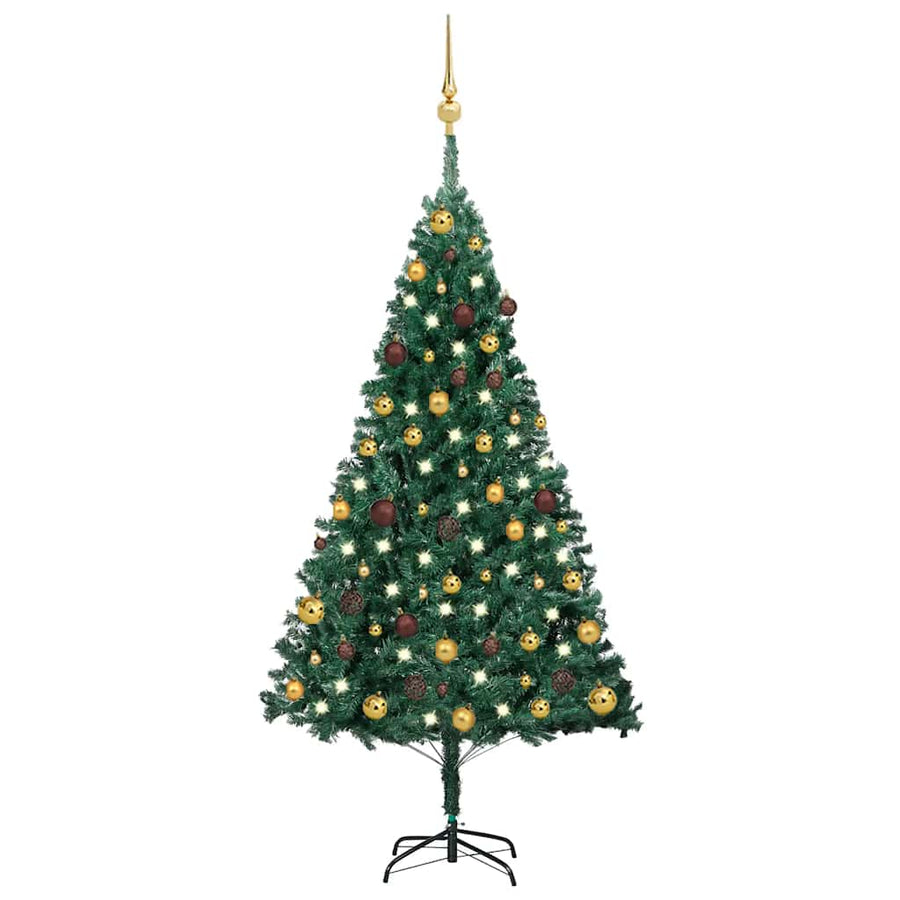 Artificial Pre-lit Christmas Tree with Ball Set Green 150 cm PVC