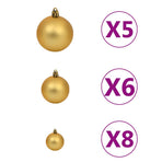 Artificial Pre-lit Christmas Tree with Ball Set Green 150 cm PVC