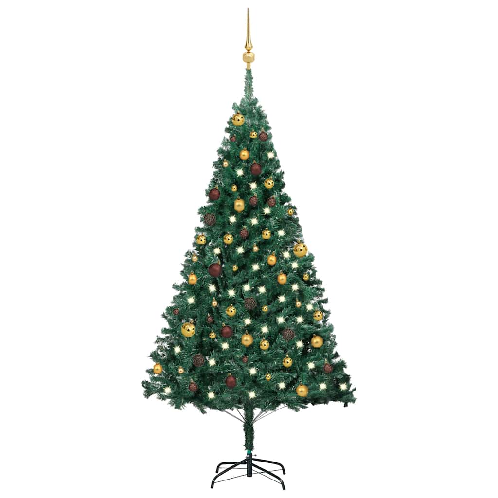 Artificial Pre-lit Christmas Tree with Ball Set Green 180 cm PVC