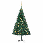 Artificial Pre-lit Christmas Tree with Ball Set Green 210cm PVC