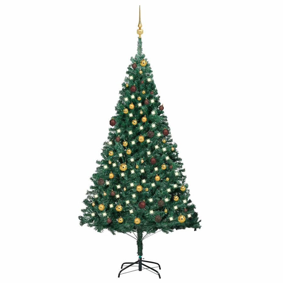 Artificial Pre-lit Christmas Tree with Ball Set Green 210cm PVC