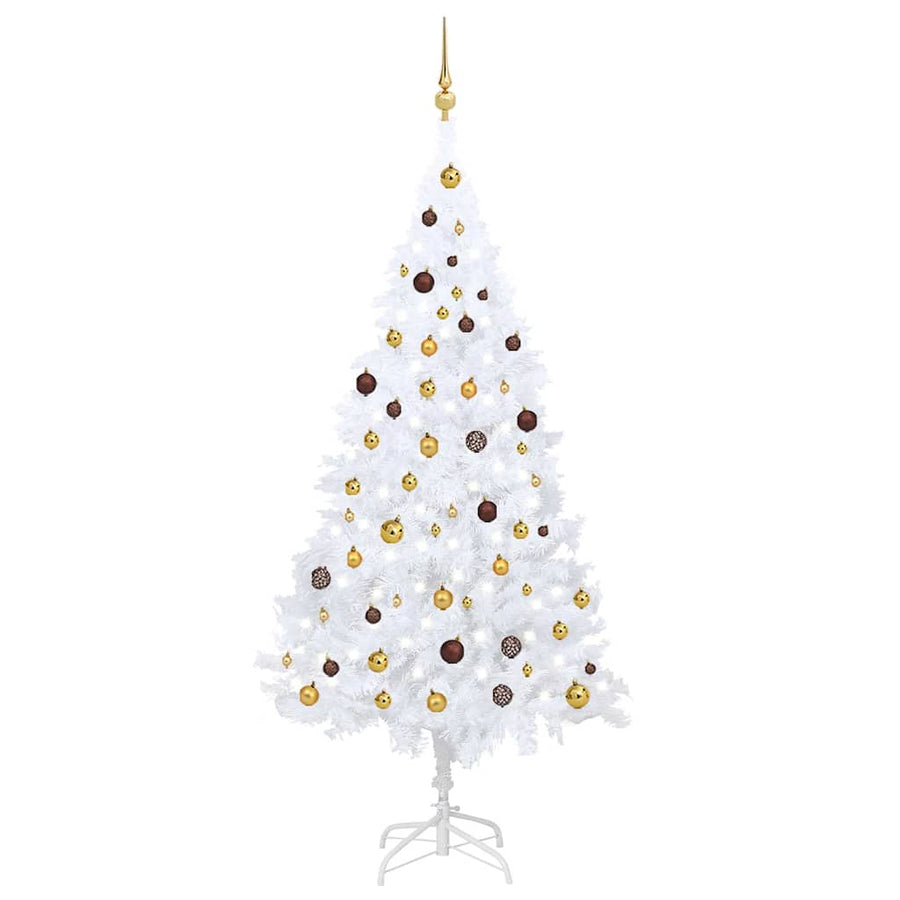 Artificial Pre-lit Christmas Tree with Ball Set White 210cm PVC