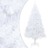Artificial Pre-lit Christmas Tree with Ball Set White 210 cm PVC - Low Angle