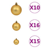 Artificial Pre-lit Christmas Tree with Ball Set 210 cm Green - Low Angle