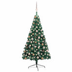 Artificial Half Pre-lit Christmas Tree Ball Set Green 120 cm