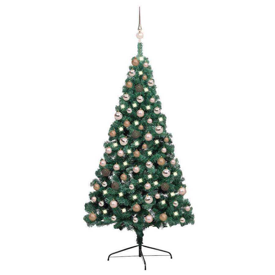 Artificial Half Pre-lit Christmas Tree Ball Set Green 150 cm