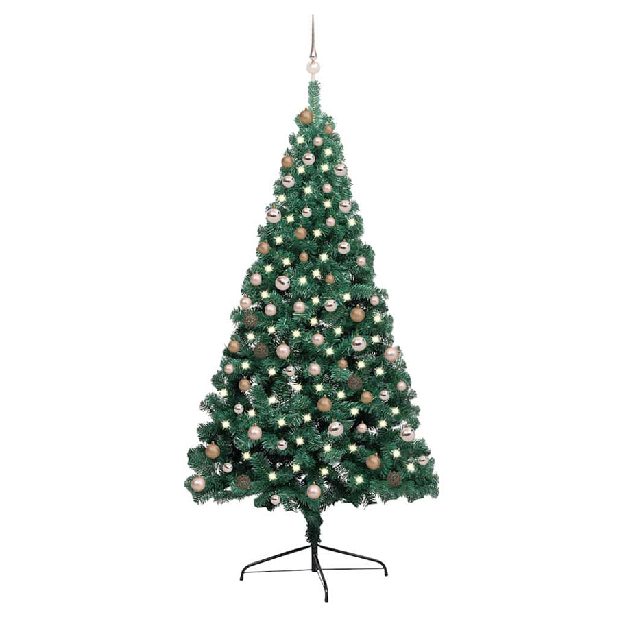 Artificial Half Pre-lit Christmas Tree Ball Set Green 210 cm