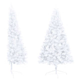 Artificial Half Pre-lit Christmas Tree with Ball Set White 120 cm - Side View
