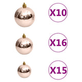 Artificial Half Pre-lit Christmas Tree with Ball Set White 210 cm