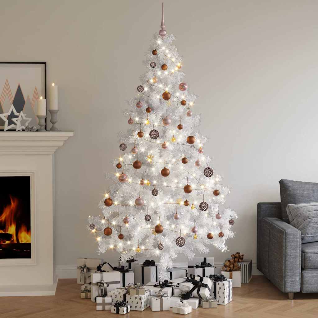 Artificial Half Pre-lit Christmas Tree with Ball Set White 210 cm