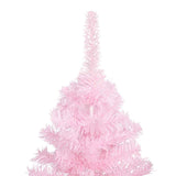 Artificial Pre-lit Christmas Tree with Ball Set Pink 180 cm PVC - Side View