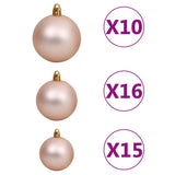Artificial Pre-lit Christmas Tree with Ball Set Pink 210 cm PVC - Close-Up Angle