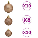 Artificial Pre-lit Christmas Tree with Ball Set Pink 210 cm PVC - Low Angle
