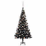 Artificial Pre-lit Christmas Tree with Ball Set Black 120 cm PVC