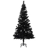 Artificial Pre-lit Christmas Tree with Ball Set Black 120 cm PVC - Front View