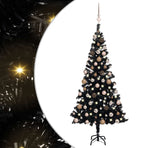 Artificial Pre-lit Christmas Tree with Ball Set Black 120cm PVC