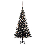 Artificial Pre-lit Christmas Tree with Ball Set Black 150cm PVC