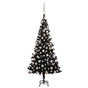 Artificial Pre-lit Christmas Tree with Ball Set Black 150cm PVC