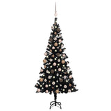 Artificial Pre-lit Christmas Tree with Ball Set Black 180 cm PVC