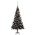 Artificial Pre-lit Christmas Tree with Ball Set Black 180cm PVC