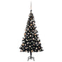 Artificial Pre-lit Christmas Tree with Ball Set Black 180cm PVC
