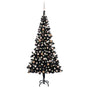 Artificial Pre-lit Christmas Tree with Ball Set Black 210 cm PVC