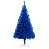 Artificial Pre-lit Christmas Tree with Ball Set Blue 150 cm PVC - Front View