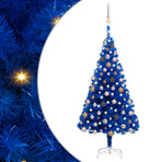 Artificial Pre-lit Christmas Tree with Ball Set Blue 150 cm PVC