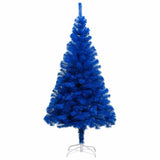 Artificial Pre-lit Christmas Tree with Ball Set Blue 240 cm PVC - Front View