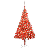Artificial Pre-lit Christmas Tree with Ball Set Red 210 cm PVC