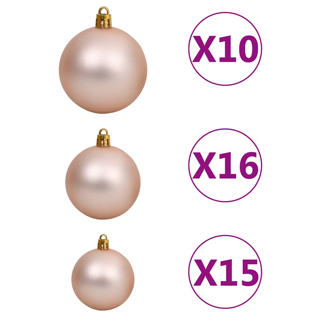 Artificial Pre-lit Christmas Tree with Ball Set Red 210 cm PVC