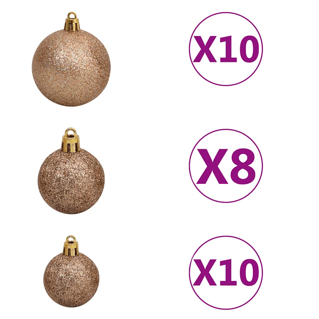 Artificial Pre-lit Christmas Tree with Ball Set Red 210 cm PVC