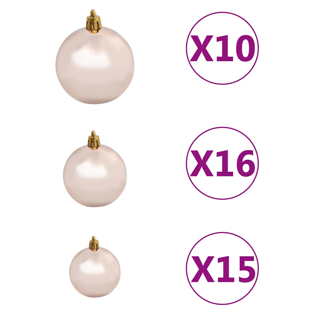 Artificial Pre-lit Christmas Tree with Ball Set Red 210 cm PVC