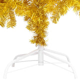 Artificial Pre-lit Christmas Tree with Ball Set Gold 210 cm PET - Top-Down View