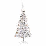 Artificial Pre-lit Christmas Tree with Ball Set Silver 120 cm PET