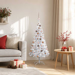 Artificial Pre-lit Christmas Tree with Ball Set Silver 120 cm