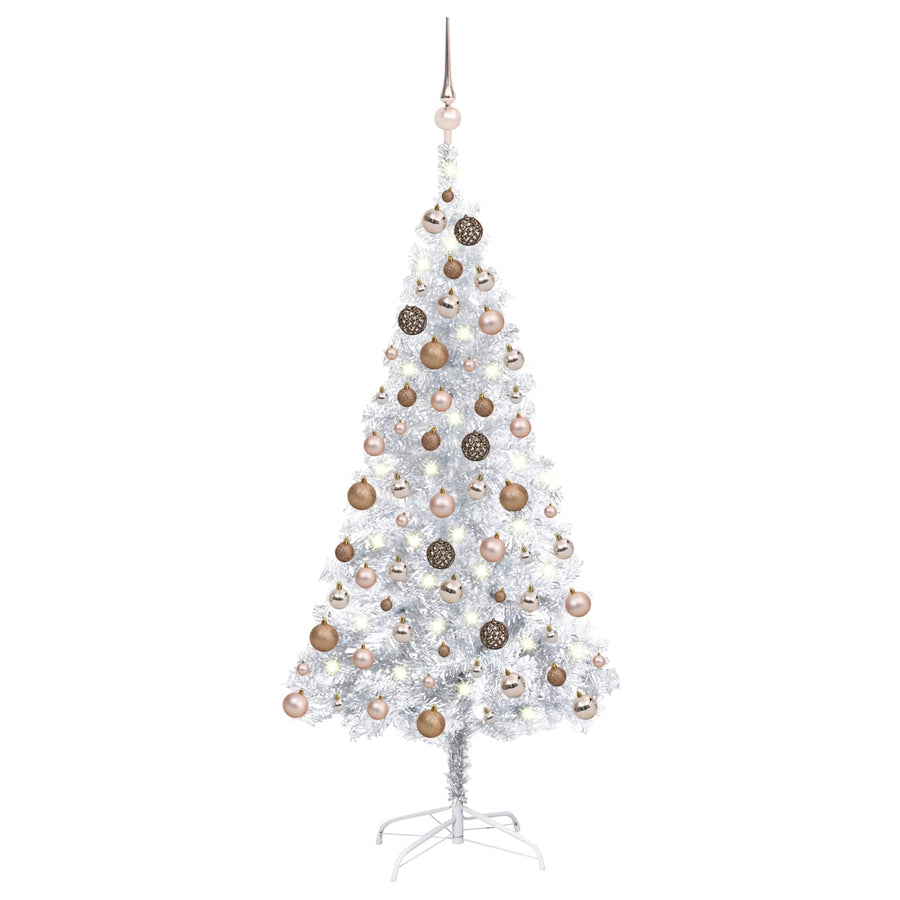Artificial Pre-lit Christmas Tree with Ball Set Silver 120 cm