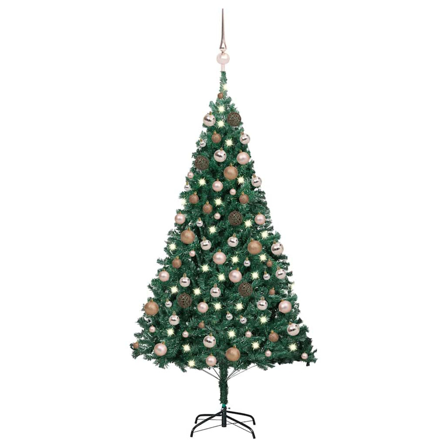 Artificial Pre-lit Christmas Tree with Ball Set Green 150cm PVC